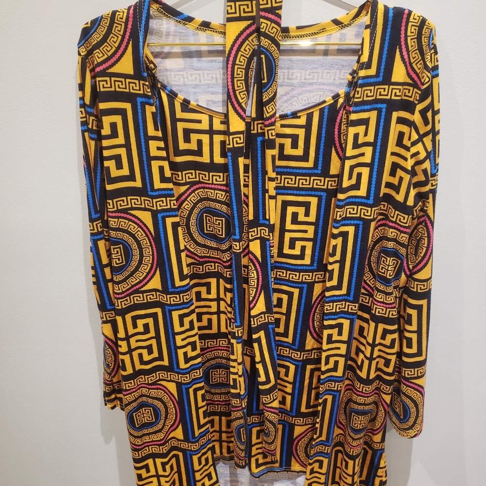 Printed Dress And Cardigan Set